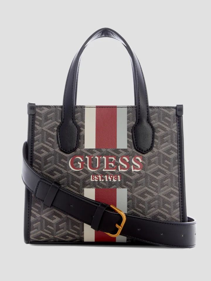 Guess Silvana Double Compartment Mini Tote G Cube Logo Tote Bag