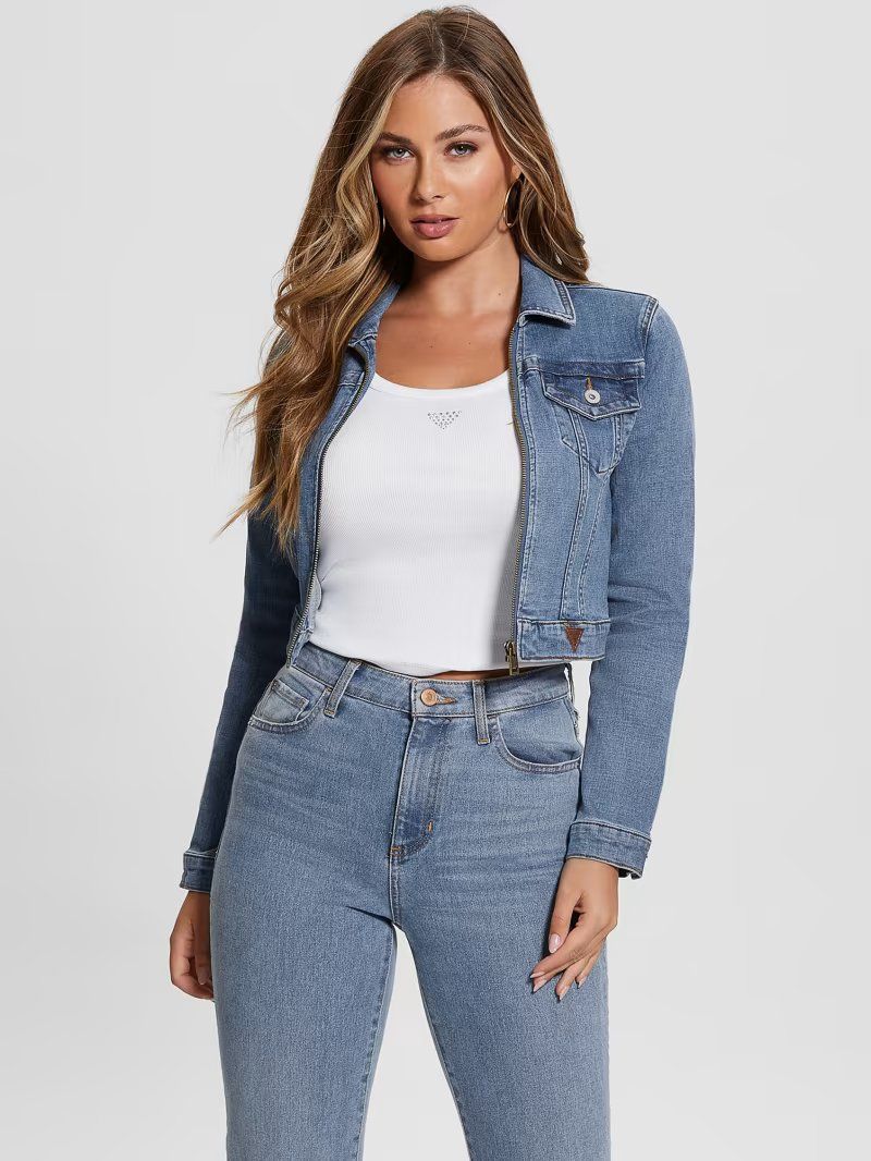 Guess cropped sales denim jacket