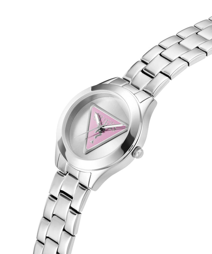 TRI PLAQUE LADIES SILVER TONE ANALOG WATCH