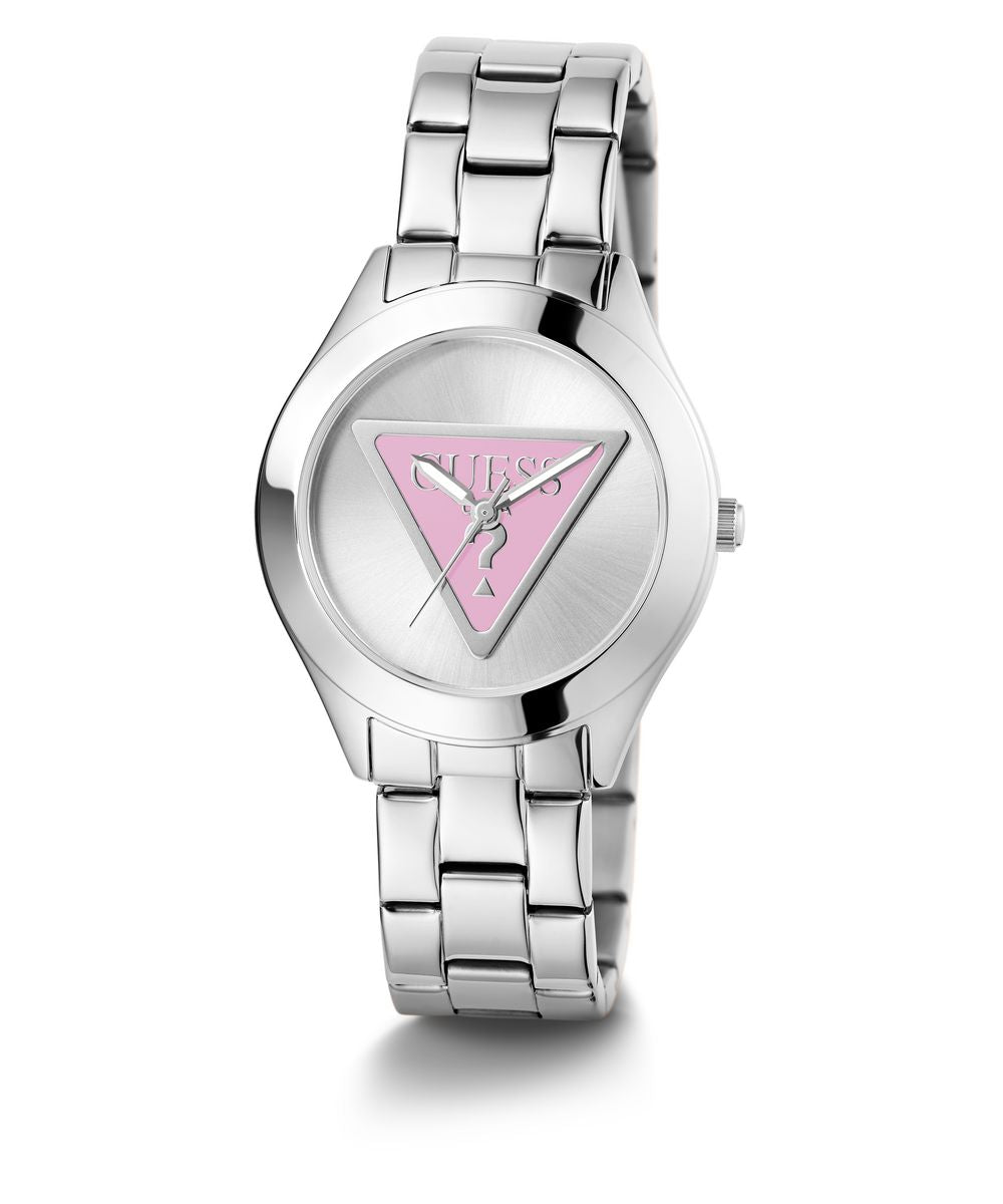 TRI PLAQUE LADIES SILVER TONE ANALOG WATCH