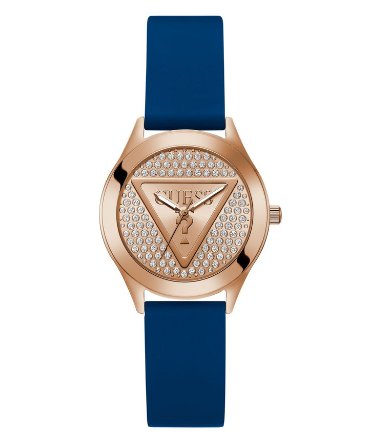 Glitz Plaque Ladies Blue Analog Watch - Guess?