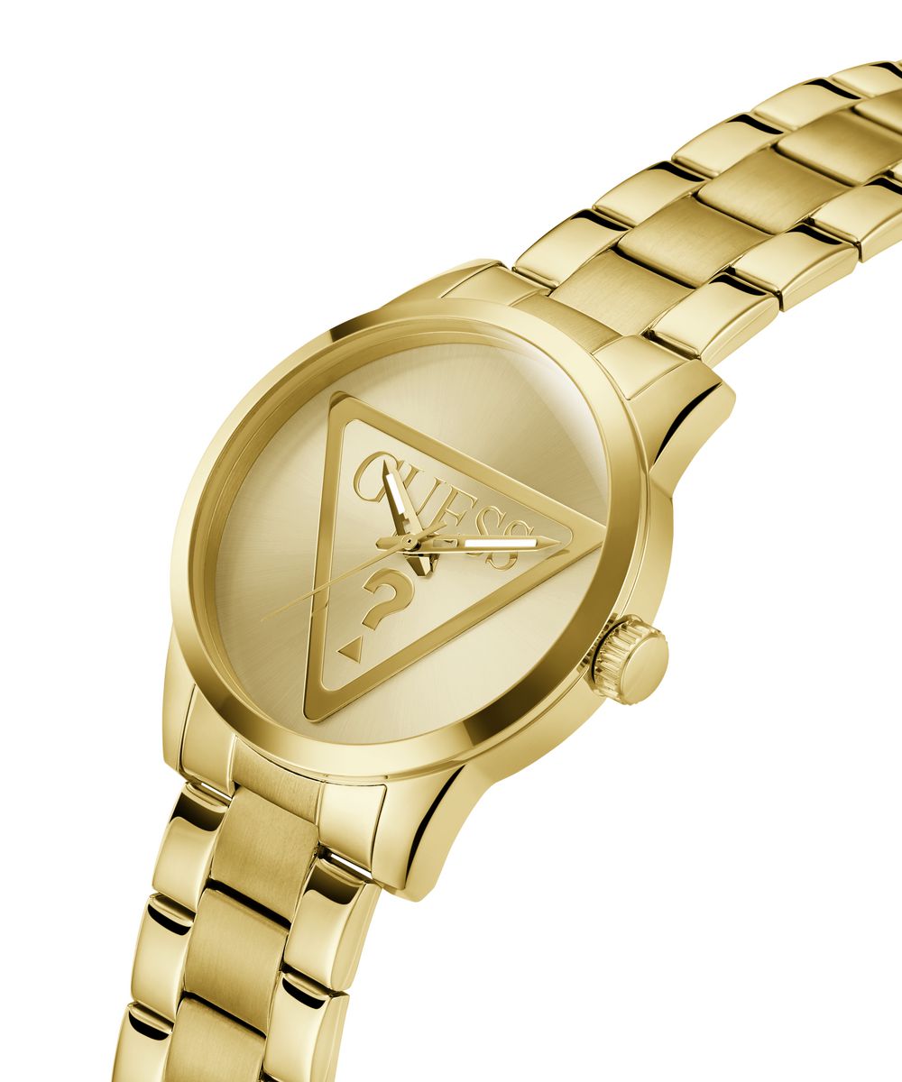 BADGE MENS GOLD TONE ANALOG WATCH