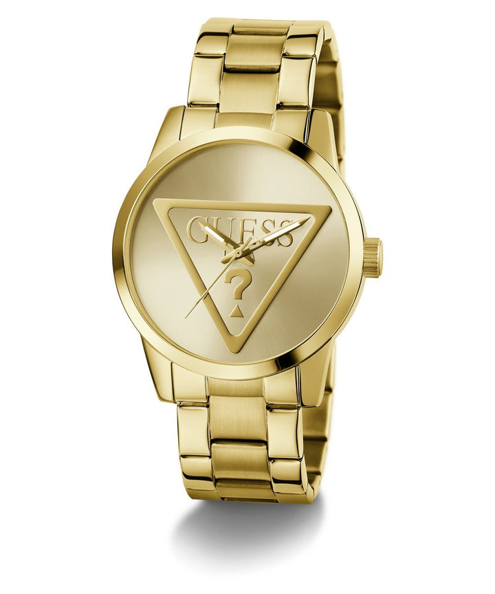 BADGE MENS GOLD TONE ANALOG WATCH