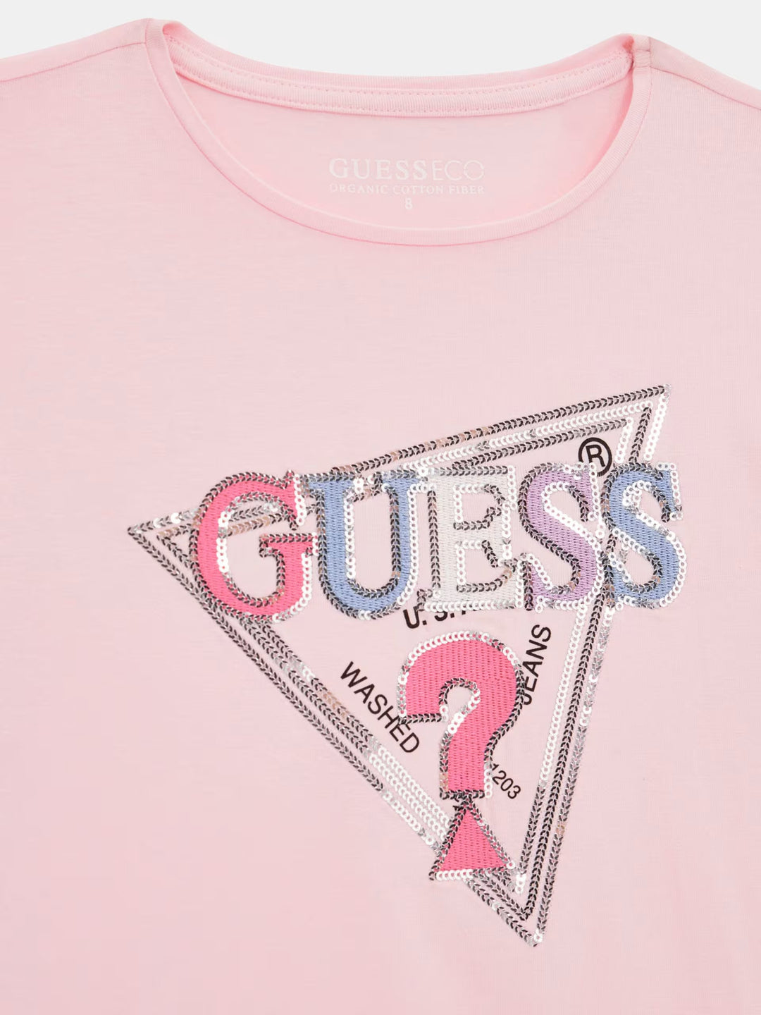 JUNIOR GIRL - Sequins triangle logo stretch t-shirt