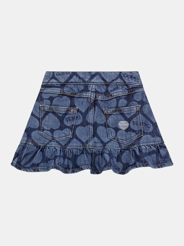 TODDLER GIRL - ALL OVER HEART DENIM SKIRT