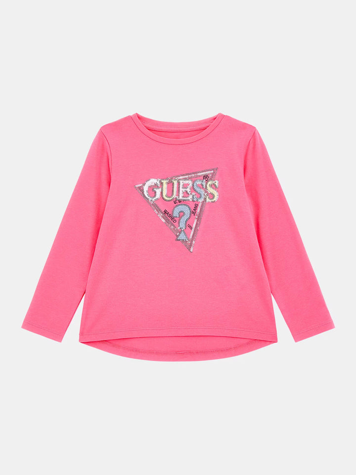 TODDLER GIRL - Sequins triangle logo stretch t-shirt