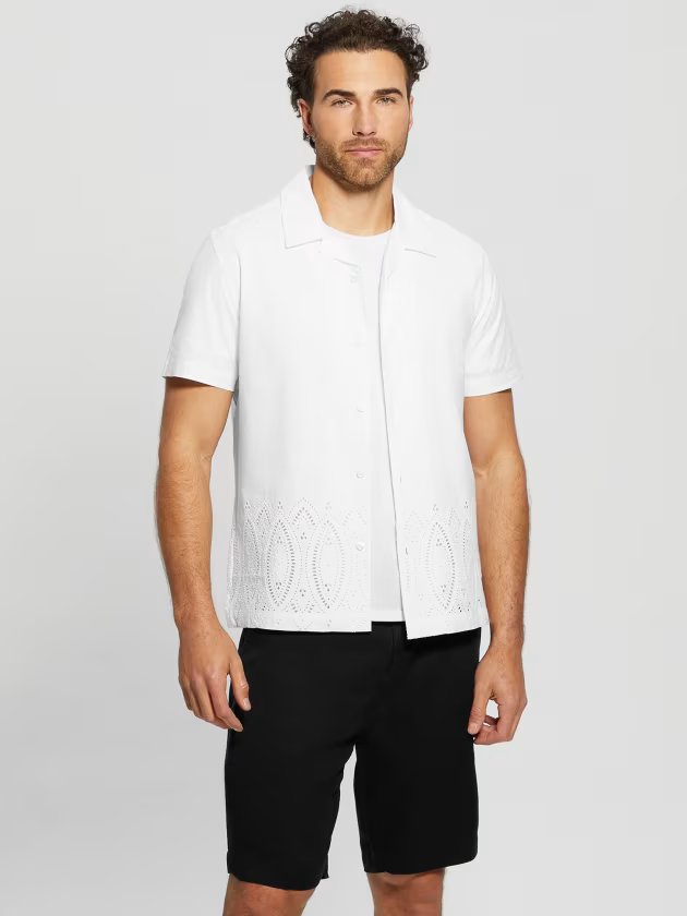 SS POPLIN BORDER EYELET SHIRT