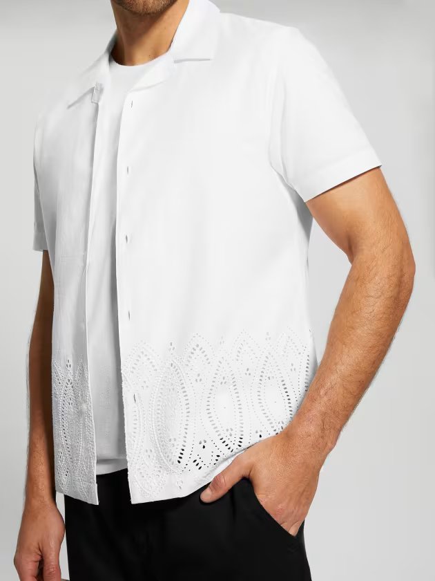 SS POPLIN BORDER EYELET SHIRT