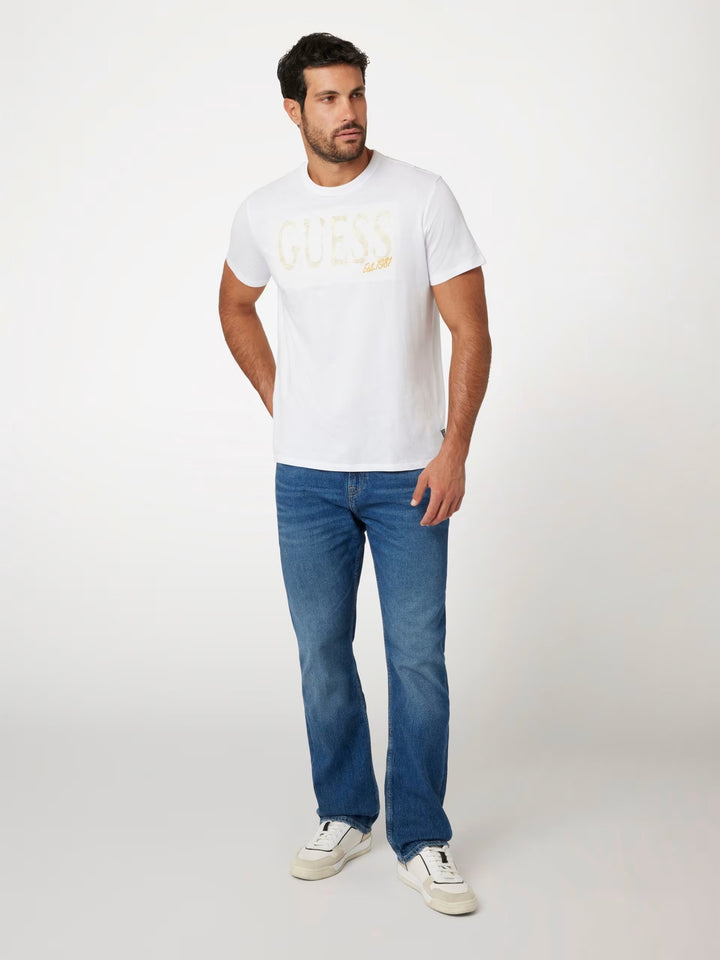 SS BS PALMS INSET APPLIQUE TEE