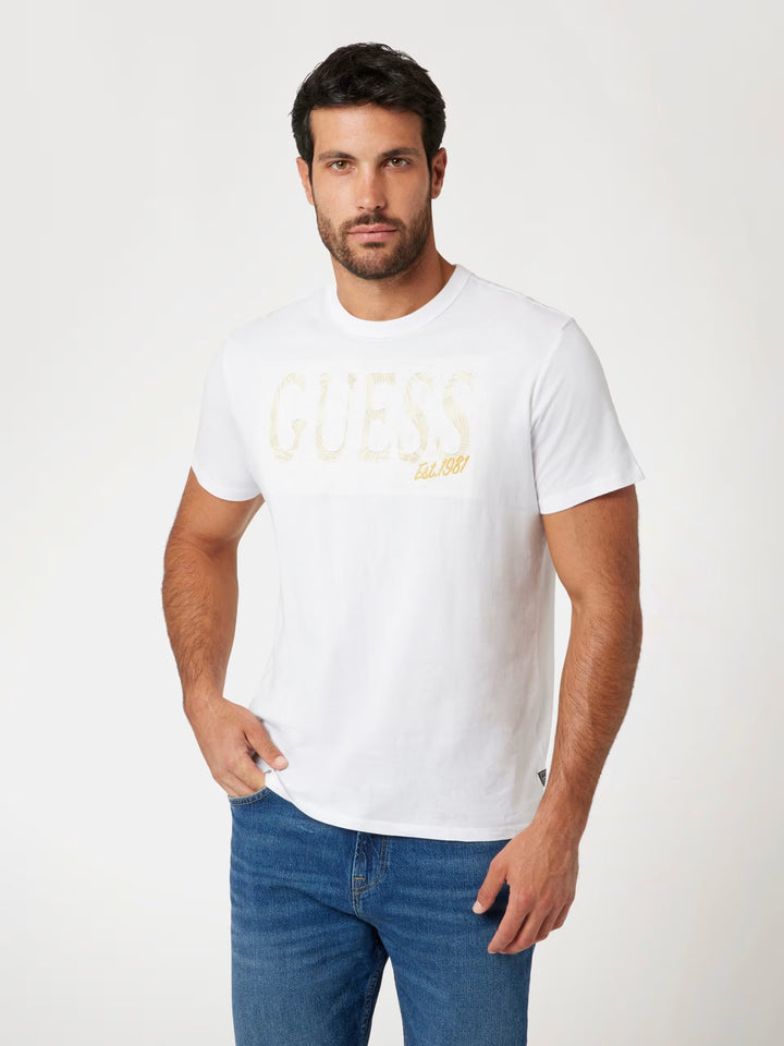 SS BS PALMS INSET APPLIQUE TEE