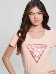 SATIN FLOWER LOGO TRIANGLE TEE