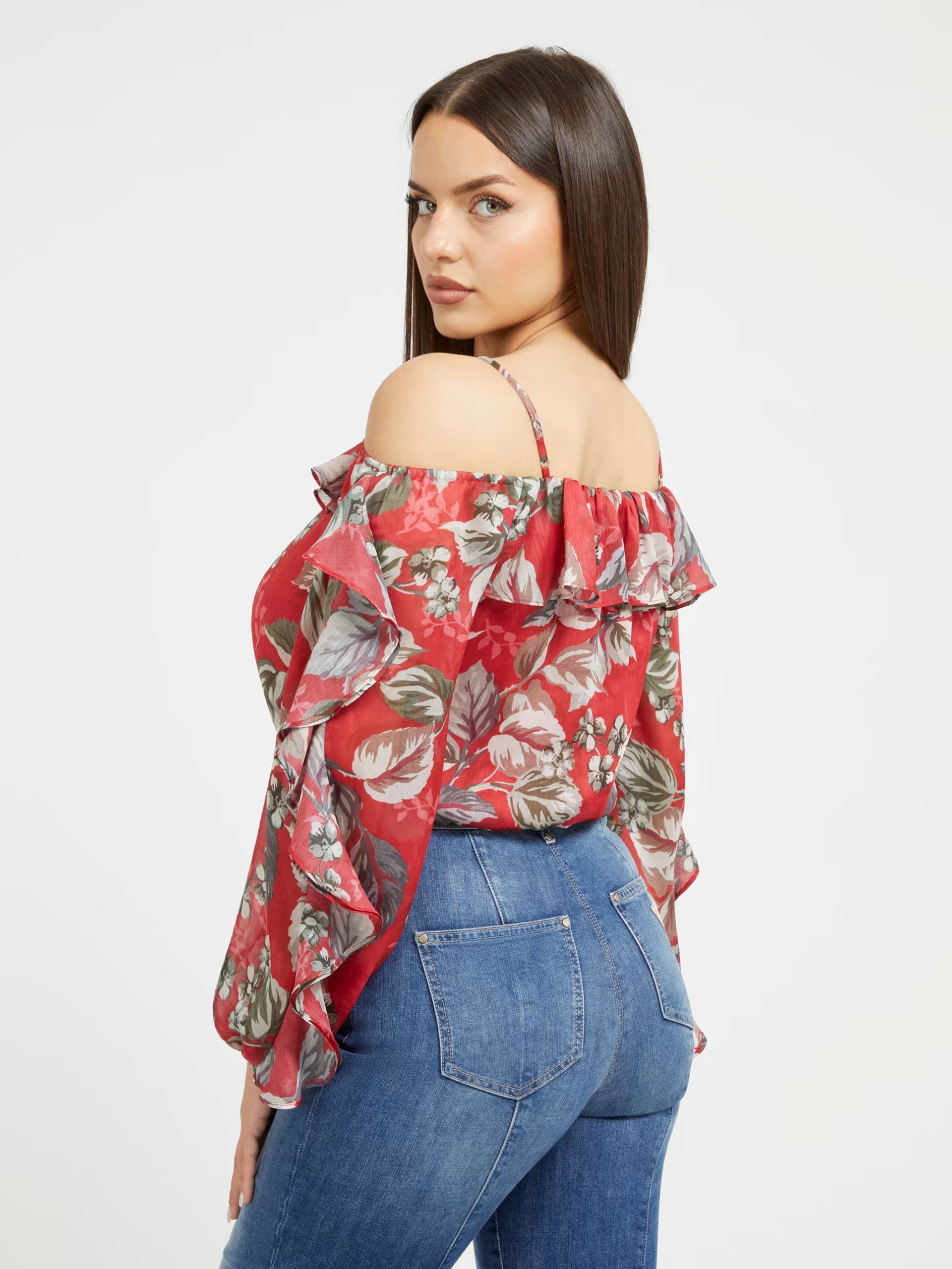 IGGY FLORAL RUFFLE TOP – GUESS
