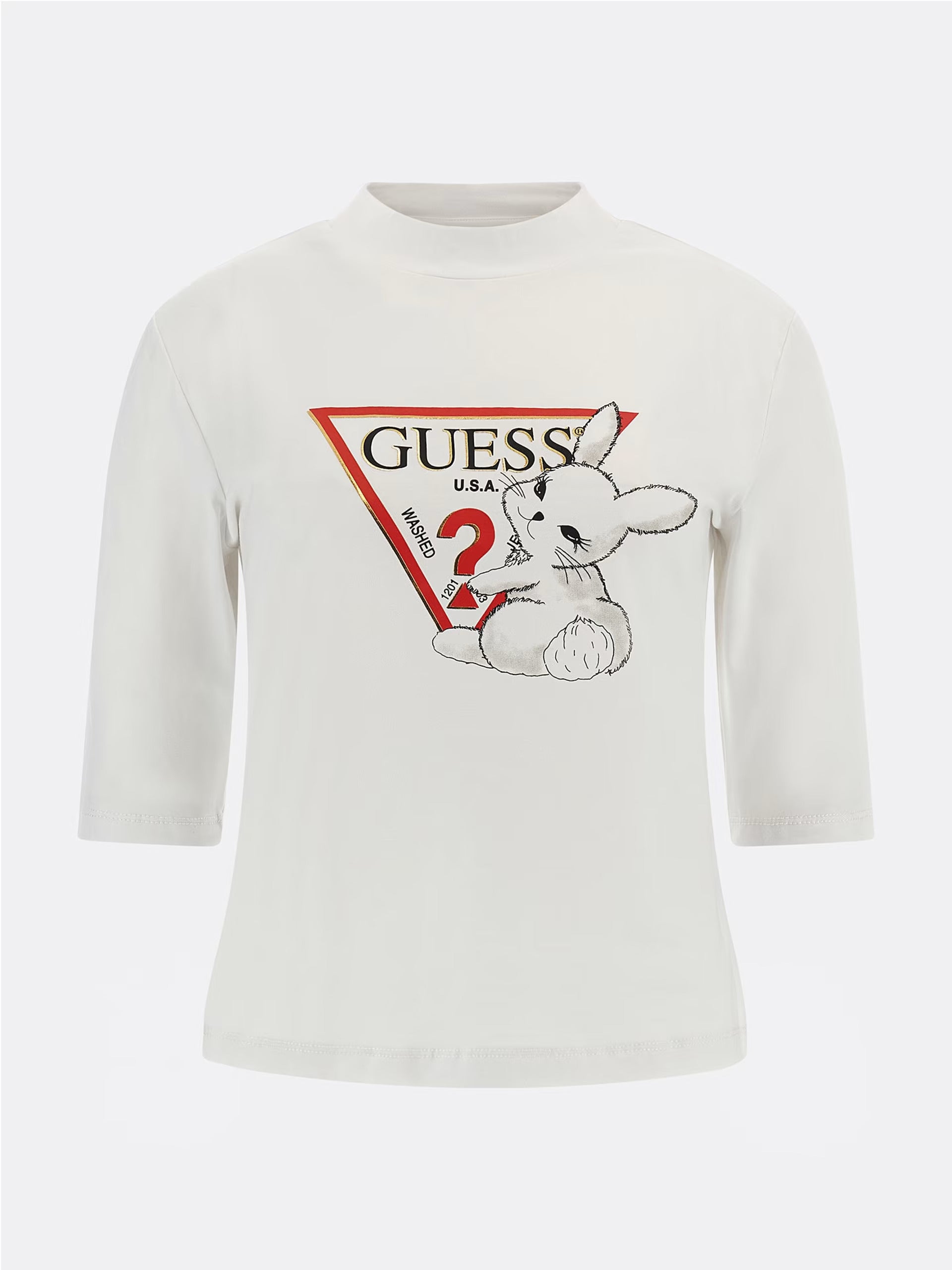 Guess mock shop neck logo tee