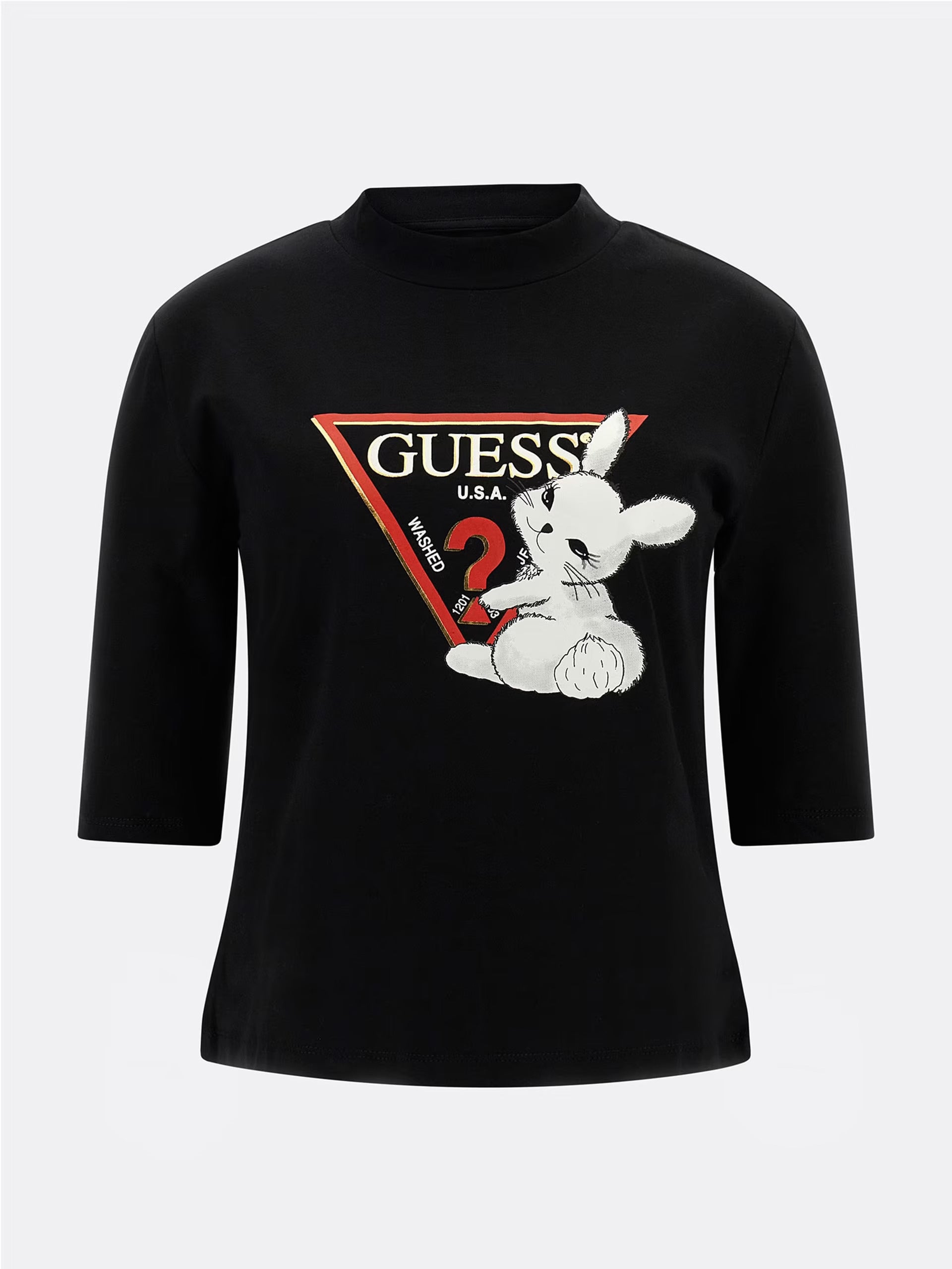 Guess mock shop neck logo tee